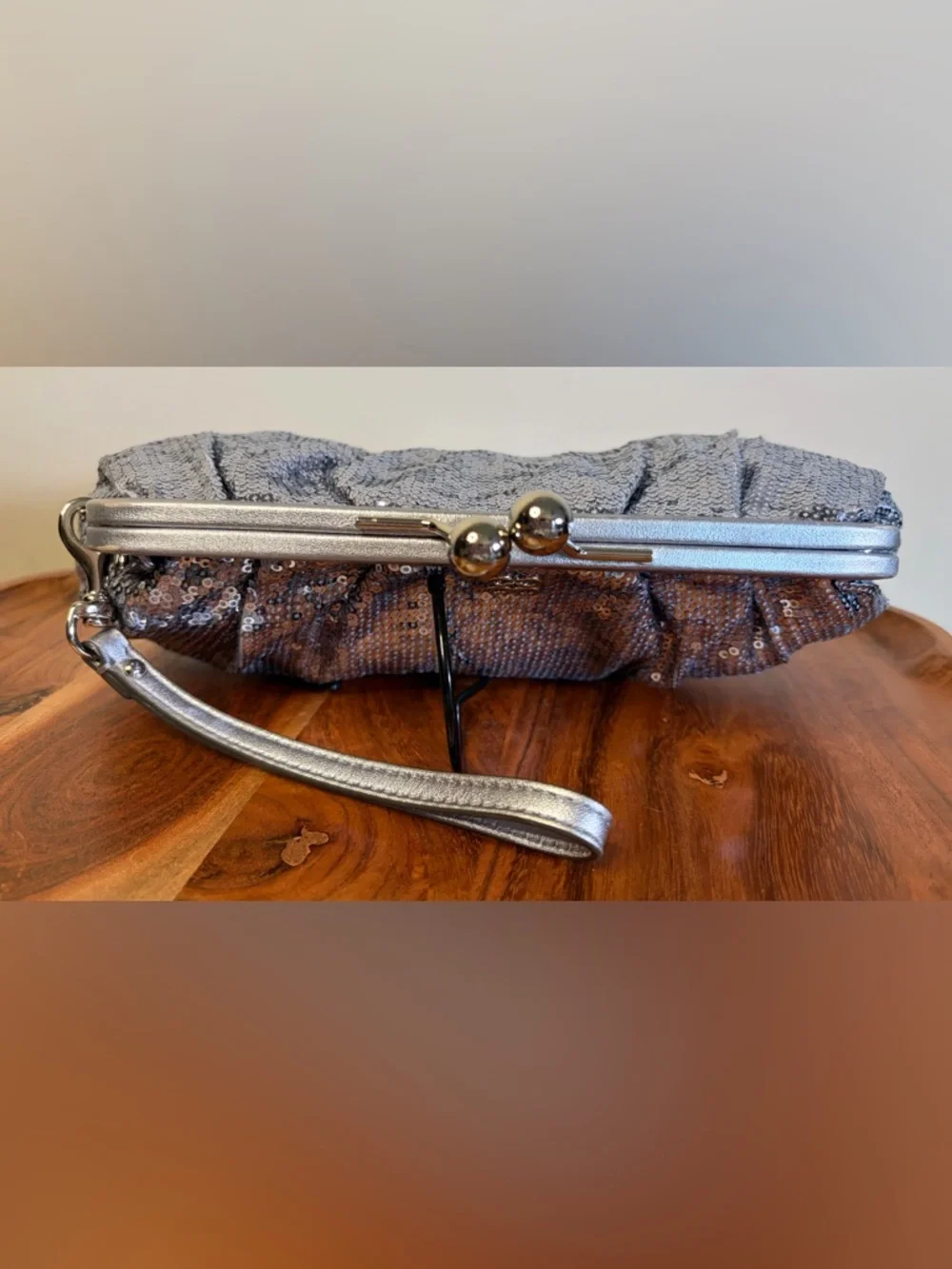 Coach Julia Silver Sequin Kiss-lock Clutch Limited Edition 44475